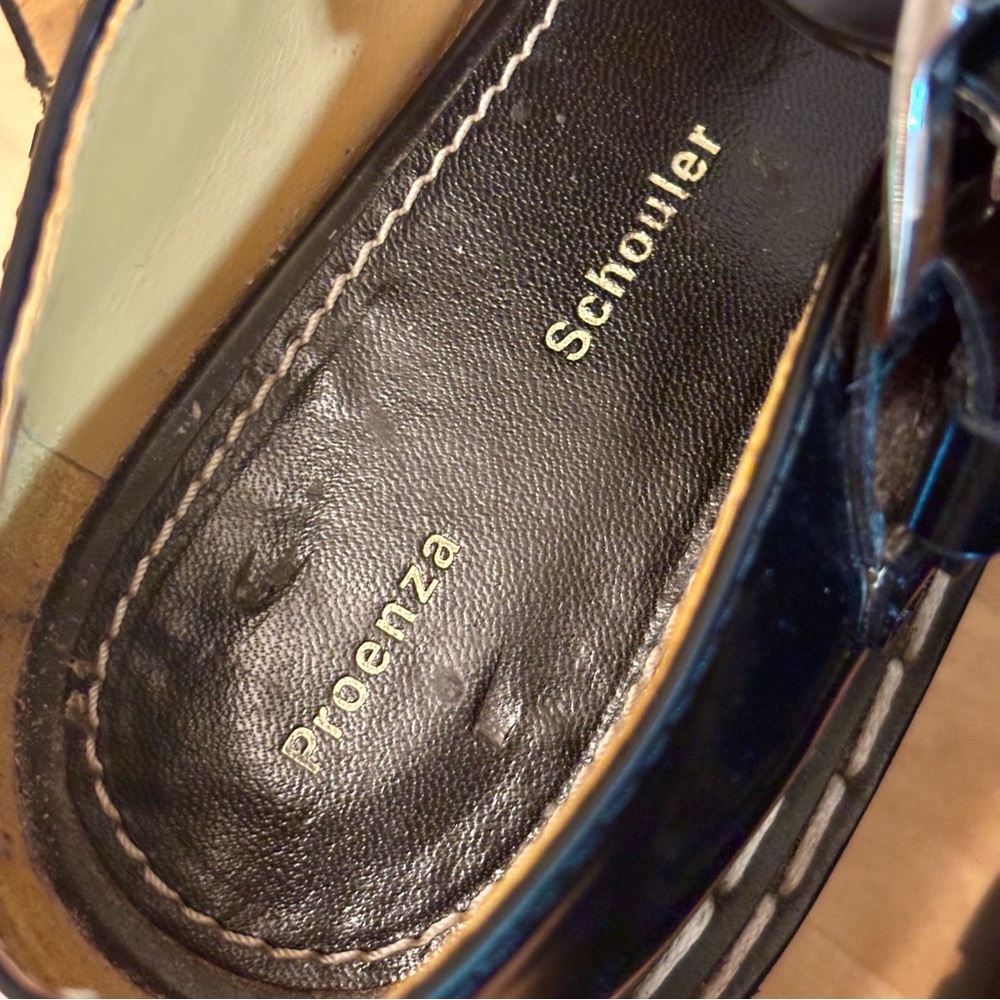 Proenza Schouler Black Leather Lug Sole Mary Jane Loafers with Buckle - Picture 6 of 6